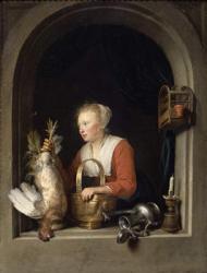 The Dutch Housewife or, The Woman Hanging a Cockerel in the Window, 1650 (oil on panel) | Obraz na stenu