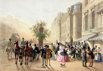 Boulevard des Italiens, from 'Physionomies de Paris', 1856 (colour litho) | Obraz na stenu