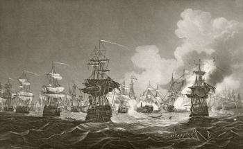The Battle of the Nile, from 'The National and Domestic History of England' by William Hickman Smith Aubrey (1858-1916) published London, c.1890 (litho) | Obraz na stenu