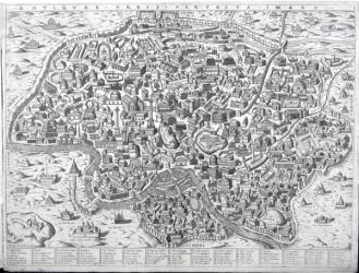 Antiquae Urbis Perfecta Imago, Map of Rome, c.1600 (engraving) | Obraz na stenu