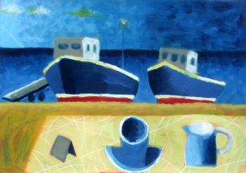 Two Boats (oil on board) | Obraz na stenu