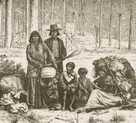 Native American family group west of the Rocky Mountains, c.1880 (litho) | Obraz na stenu