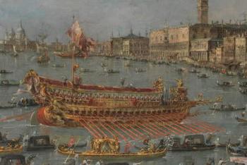 The Bucintoro Festival of Venice. The Bacino di S. Marco with the "Bucintoro", the Doge's State Barge, on Ascension Day (detail), 1780-93 (oil on canvas) | Obraz na stenu