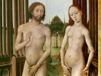 Triptych of the Redemption, left panel: Adam and Eve chased out of Paradise, 1455-59 (oil on wood) | Obraz na stenu