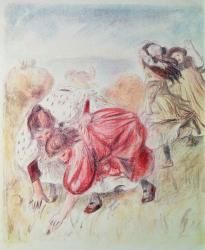 Young Girls Playing (coloured pencil) | Obraz na stenu