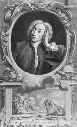 Portrait of Alexander Pope (1688-1744), engraved by Jacobus Houbraken (1698-1780), 1747 (engraving) (b/w photo) | Obraz na stenu