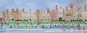 Dragon boat racing at Hampton Court, 1993 (w/c) | Obraz na stenu