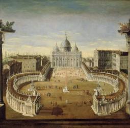 View of St. Peter's, Rome, 1665 (oil on canvas) | Obraz na stenu