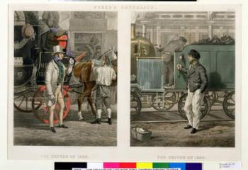 Fore's Contrasts: The Driver of 1832, The Driver of 1852, engraved by John Harris (1811-65) 1852 (hand-coloured aquatint) | Obraz na stenu