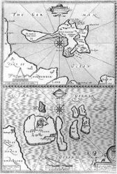 Maps of Holy Island and Farne Island, Northumberland, from 'The Theatre of the Empire of Great Britaine' by John Speed, 1676 (engraving) | Obraz na stenu