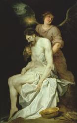 The dead Christ supported by an angel (oil on canvas) | Obraz na stenu