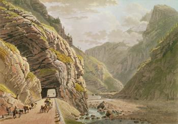 View of the Galerie d'Algaby near the Valais Border, 1811 (coloured engraving) | Obraz na stenu