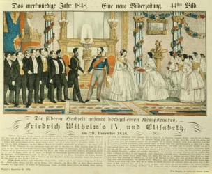 Silver wedding anniversary of Frederick William IV of Prussia and his wife Elizabeth Ludovika of Bavaria, 1848 (colour litho) | Obraz na stenu