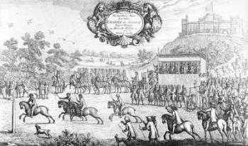 The Last Horse Race run before Charles the Second of Blessed Memory by Dorsett Ferry, near Windsor Castle, August 24th 1684, 1687 (engraving) (b/w photo) | Obraz na stenu