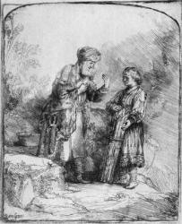 Abraham and Isaac, 1645 (etching) (b/w photo) | Obraz na stenu