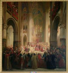 Estates General of Paris Meeting in Notre-Dame after the Death of Charles IV (1295-1328), 1st February 1328, 1841 (oil on canvas) | Obraz na stenu