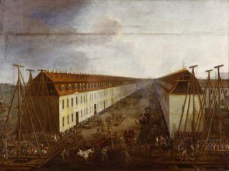 Building works on Friedrichstrasse in Berlin, c.1735 (oil on canvas) | Obraz na stenu