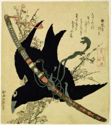 The Little Raven with the Minamoto clan sword, c.1823 (colour woodcut) | Obraz na stenu