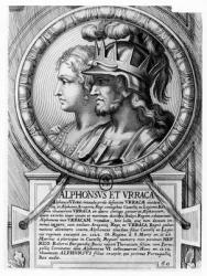 Alfonso I, the Battler, and Urraca (engraving) | Obraz na stenu