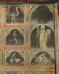 Ostrich, River, Cobbler, Religion, Carpenter and Grinder: The Month of January, from a zodiac cycle inspired by the astrological theories of Pietro d'Albano (1257-1315) (fresco) | Obraz na stenu