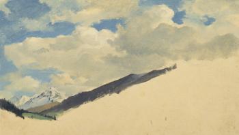 Study of Clouds with Mountain Tops, 1830 (oil on canvas) | Obraz na stenu