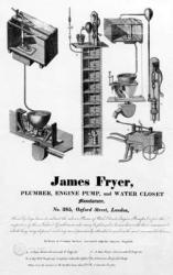 Advertisement for 'James Fryer, Plumber, Engine Pump and Water Closet Manufacturer', (engraving) | Obraz na stenu