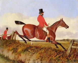 Foxhunting: Clearing a Bank, c.1840 (oil on board) | Obraz na stenu
