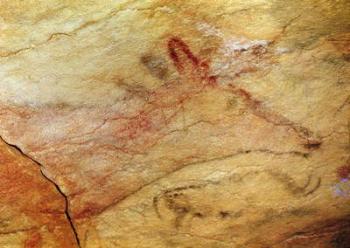 Stag from the Caves of Altamira, c.15,000 BC (cave painting) (detail of 42412) | Obraz na stenu