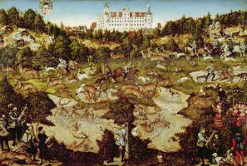 Hunt in Honour of Charles V (1500-58) near the Castle of Torgau, 1544 (oil on canvas) | Obraz na stenu