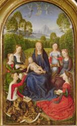 Virgin and Child with Saints, left hand panel from the Diptych of Jean du Cellier, c.1490 (oil on panel) | Obraz na stenu