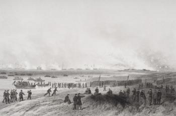 Landing the troops during the bombardment of Fort Fisher, North Carolina 1864 (litho) | Obraz na stenu