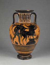 Athenian Attic black-figure neck amphora with Heracles and centaur, c.480-60 BC (terracotta) | Obraz na stenu