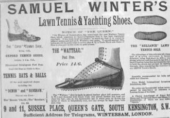 Advertisement for Samuel Winter's Lawn Tennis & Yachting Shoes, illustration from 'The Queen, The Lady's Newspaper', May 29 1886 (letterpress and engraving) | Obraz na stenu