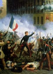 Battle in the Rue de Rohan, 28th July 1830, 1831 (oil on canvas) (detail of 156577) | Obraz na stenu