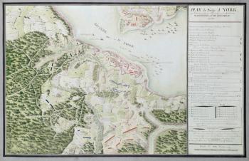 Map of the Seige of York in 1781, from 'Guerre de l'Amerique', 1782 (colour engraving) | Obraz na stenu