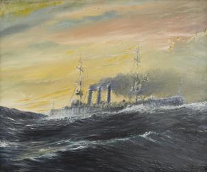 Emden rides waves of the Indian Ocean 1914, 2011, (Oil on Canvas) | Obraz na stenu