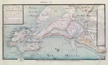 Atlas 131 H.fol 71 Map of part of Bas-Poitou and the Ile de Noirmoutier, 1703 (pen, ink and w/c on paper) | Obraz na stenu