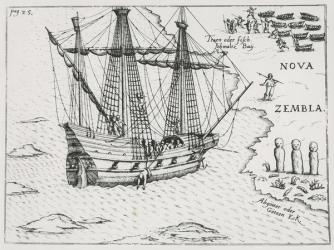 Barents' ship at Nova Zembla, 1598 (engraving) | Obraz na stenu