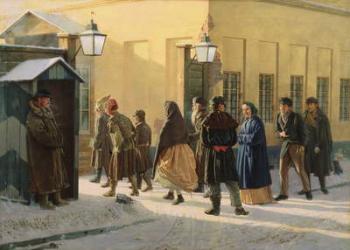 A street scene, outside a prison, 1868 (oil on canvas) | Obraz na stenu
