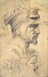 Ideal head of a warrior (black chalk on paper) | Obraz na stenu