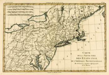 North-East Coast of America, from 'Atlas de Toutes les Parties Connues du Globe Terrestre' by Guillaume Raynal (1713-96), published J L Pellet, Geneva, 1780 (coloured engraving) | Obraz na stenu