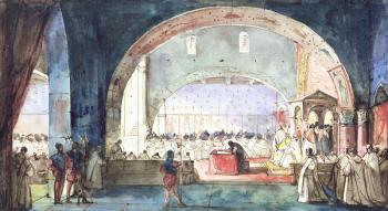 The meeting of the Chapter of the Order of the Temple held in Paris in 1147 (w/c on paper) | Obraz na stenu