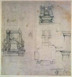 Inv. 1859 6-25-545. R. (W. 25) Designs for tombs (red chalk) | Obraz na stenu