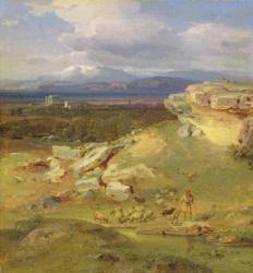 Landscape near Corinth, c.1835 (oil on paper on canvas) | Obraz na stenu