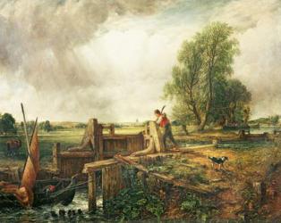 A Boat Passing a Lock (oil on canvas) | Obraz na stenu