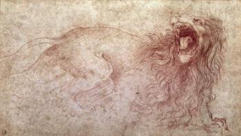 Sketch of a roaring lion (red chalk on paper) | Obraz na stenu