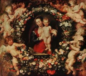 Virgin with a Garland of Flowers, c.1618-20 (oil on panel) | Obraz na stenu