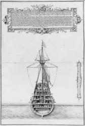 Inner stern of a fully armed and equipped vessel, illustration from the 'Atlas de Colbert', plate 43 (pencil & w/c on paper) | Obraz na stenu