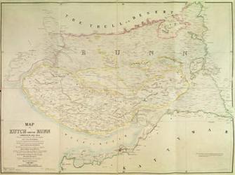 Map of Kutch and Runn, India, 1854 (colour litho) | Obraz na stenu