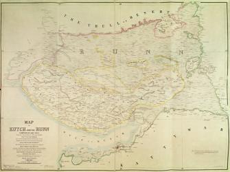 Map of Kutch and Runn, India, 1854 (colour litho) | Obraz na stenu